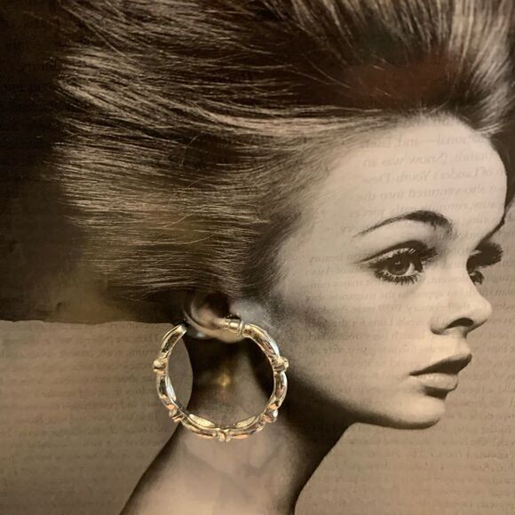 Silver and Rhinestone Hoop Earrings - Picture 1 of 4